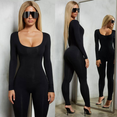 Sexy Black Tight Jumpsuit with Sleeves