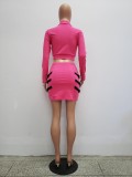 Long Sleeve Pink Jessey and Mini Skirt