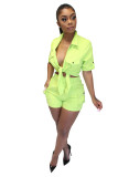 Button Up Neon Top and Shorts