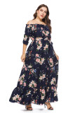 Plus Size Off Shoulder Floral Maxi Dress