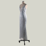 Sequins Deep-V Straps Mermard Evening Dress