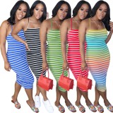 Summer Stripes Halter Long Fit Dress
