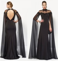 Cut Out Back Black Evening Dress with Wide Sleeves