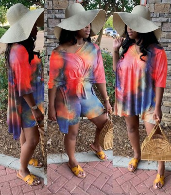 Summer Tie Dye Two Piece Matching Shirt and Short Set