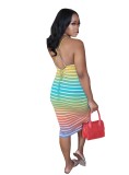 Summer Stripes Halter Long Fit Dress