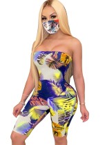 Summer Print Strapless Bodycon Rompers