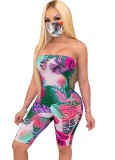 Summer Print Strapless Bodycon Rompers