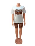 Summer Leopard Two Piece Shorts Set