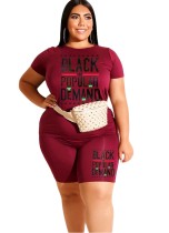 Plus Size Summer Print Sexy Two Piece Shorts Set