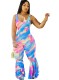 Summer Sexy Tie Dye Flare Jumpsuit