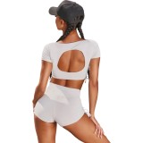 Summer Sheer Two Piece Sports Crop Top and Shorts