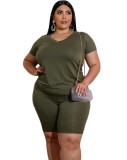 Plus Size Summer Sheer Two Piece Shorts Set