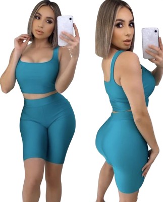 Sports Sexy Two Piece Bodycon Shorts Set