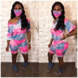Summer Casual Two Piece Tie Dye Shorts Set