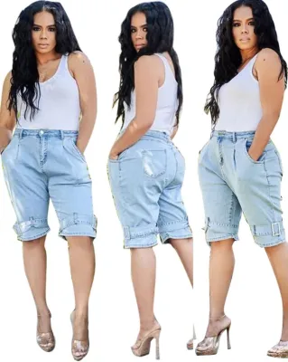 Summer Light Blue Casual Denim Shorts