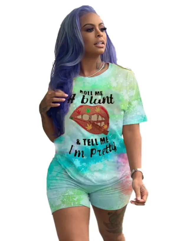 Summer Tie Dye Two Piece Matching Shirt and Short Set