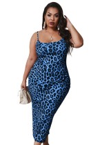 Plus Size Straps Leopard Midi Dress