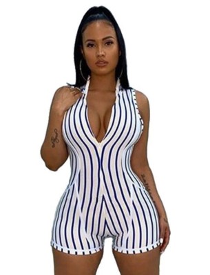 Summer Stripes Sleeveless Bodycon Rompers