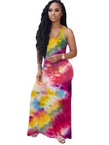 Summer Tie Dye Sleeveless Long Dress