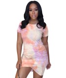 Summer Tie Dye Wrapped Mini Dress