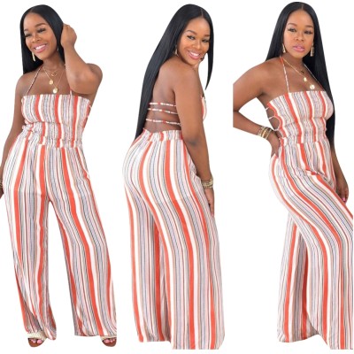 Summer Stripes Halter Casual Jumpsuit