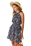 Summer Casual Short Floral Halter Dress