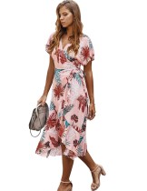 Summer Casual Floral Wrapped Long Dress