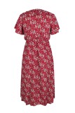 Summer Casual Short Sleeve Floral Long Dress
