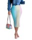 African Sexy Gradient Midi Skirt