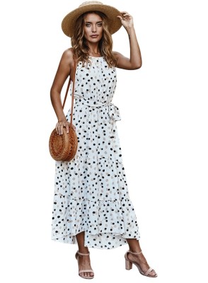 Summer Casual Polka Halter Long Dress