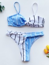 Sexy Two Piece Straps Stripes Swimwear