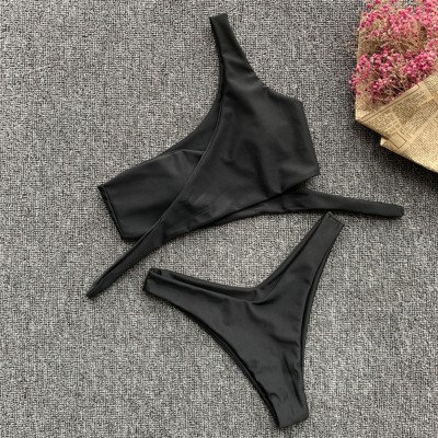 Sexy Two Piece One Shoulder Knot Swimwear