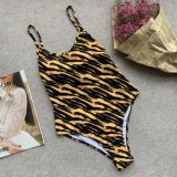 Sexy One Piece Straps Zebra Swimwear