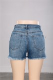 Summer High Waist Plush Zipper Jean Shorts