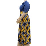 Plus Size Print Long Sleeve Maxi Dress
