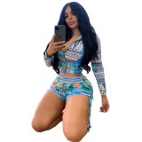 Sexy Floral Two Piece Short Tracksuit