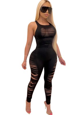 Sexy Ripped Sleeveless Bodycon Jumpsuit