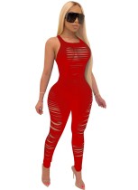 Sexy Ripped Sleeveless Bodycon Jumpsuit