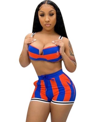 Sexy Multi Color Crop Top and Shorts Set