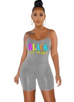 Summer Sports Straps Print Fitness Rompers