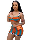 Sexy Multi Color Crop Top and Shorts Set