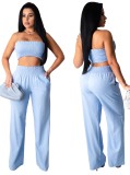 Summer Sexy Solid Color Crop Top and Pants Set