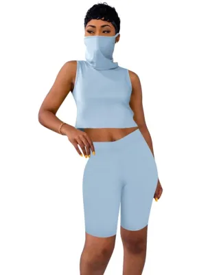Summer Sheer Two Piece Sleeveless Shorts Set