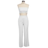 Summer Sexy Solid Color Crop Top and Pants Set