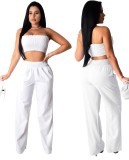 Summer Sexy Solid Color Crop Top and Pants Set