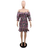 Summer Strapless Floral Ruched Bodycon Dress