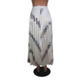 African High Waist Pleated Maxi Skirt