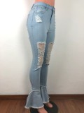 Sexy High Waist Ripped Flare Jeans
