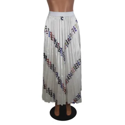 African High Waist Pleated Maxi Skirt