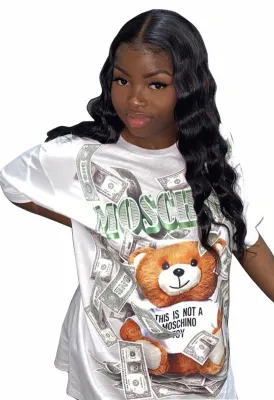 Summer Money Print White Loose Shirt